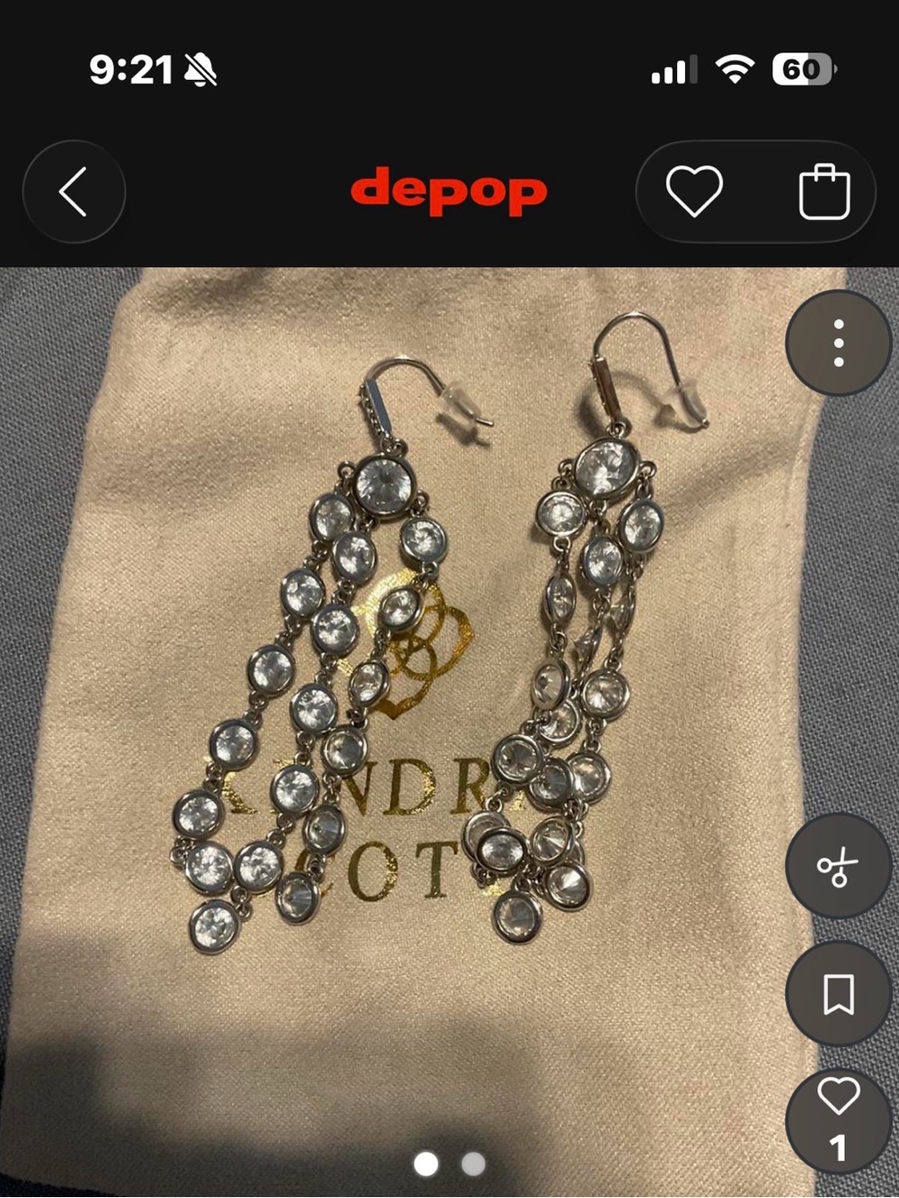 Kendra Scott $140 Crystal Drop Dangle Earrings - Silver